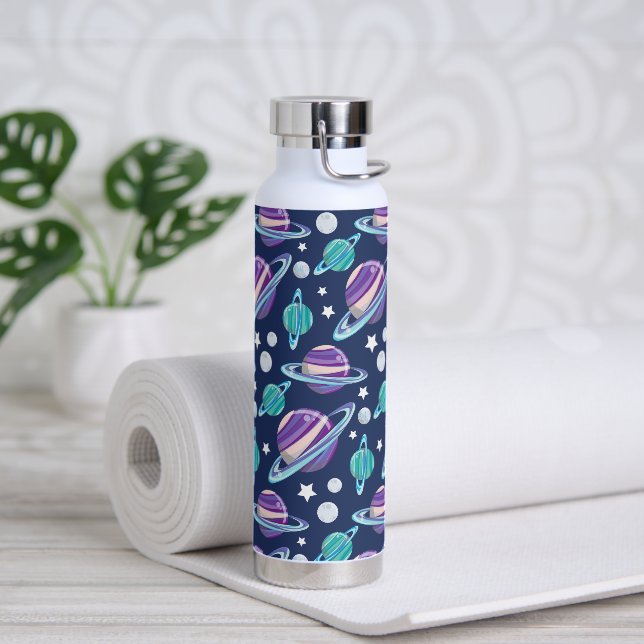Space Pattern, Planets, Stars, Galaxy, Cosmos Water Bottle (Yoga)