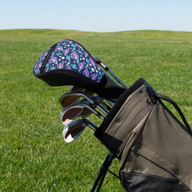 Space Pattern, Planets, Stars, Galaxy, Your Name Golf Head Cover (In Situ)