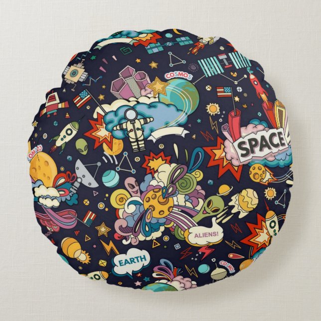 Space pattern round pillow (Front)