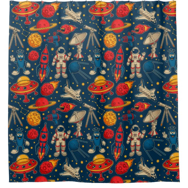 Space Pattern Shower Curtain (Front)