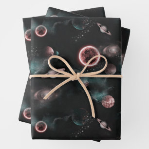 Space Pattern Wrapping Paper Sheet