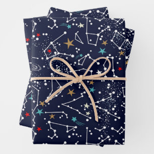 Space Pattern Wrapping Paper Sheet
