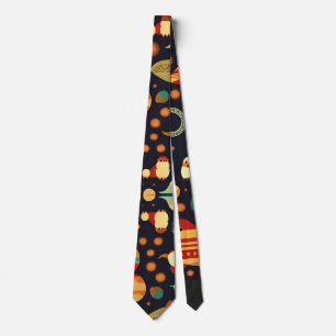 Space Penguins Retro Pattern Tie