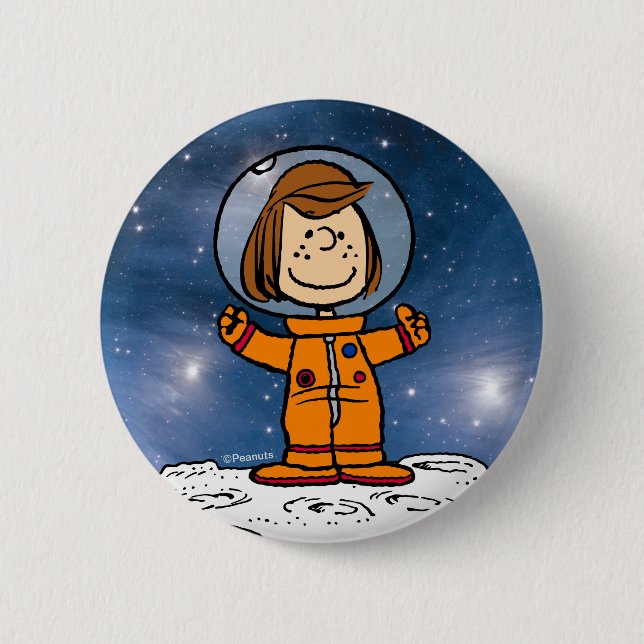 SPACE | Peppermint Patty Astronaut 2 Inch Round Button (Front)