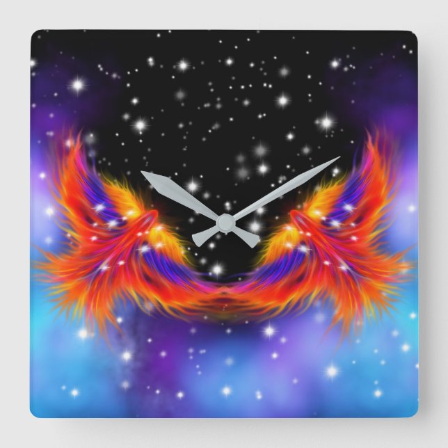 Space Phoenix Nebula Square Wall Clock (Front)