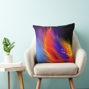 Space Phoenix Wings Throw Pillow