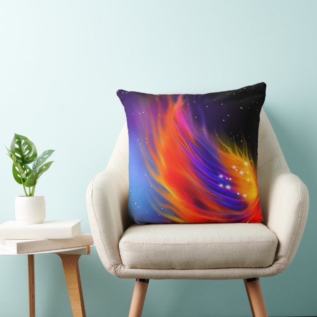 Space Phoenix Wings Throw Pillow (Chair)