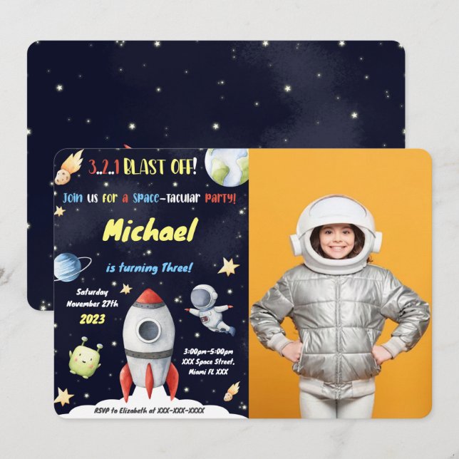 Space Photo Invitations (Front/Back)