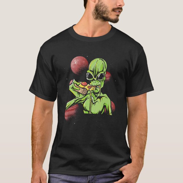 Space Pizza Alien UFO Lights Creation Food Fan Sci T-Shirt (Front)