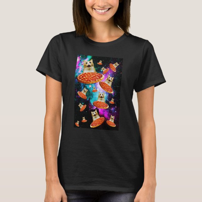 Space Pizza Cat Astronaut Kitten Sarcasm Food Gala T-Shirt (Front)