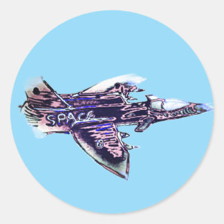 Space plane classic round sticker