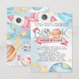 Space Planet Pink Girl Book Request Card for Baby