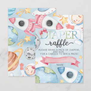 Space Planet Rose Girl Diaper Carte Raffle Inserti