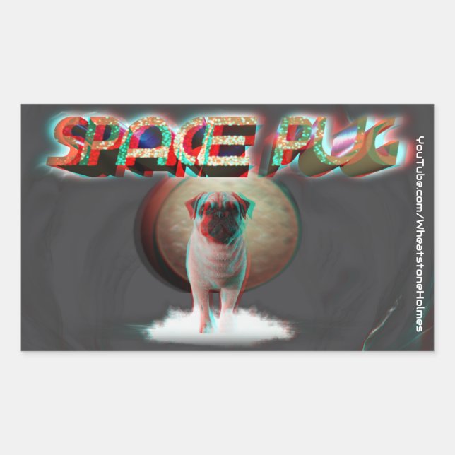 Space Pug 3D Sticker (Front)