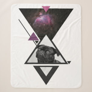 Space Pug Black Pug Dog Gift Idea For Pug Lovers Sherpa Blanket