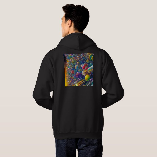  Space Race men black hooded sweatshirt back (Back Full)