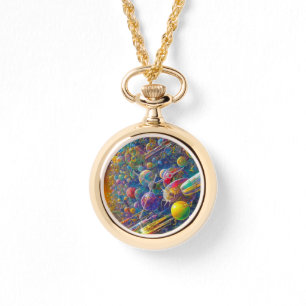 Space Race or collier montre avec numéros