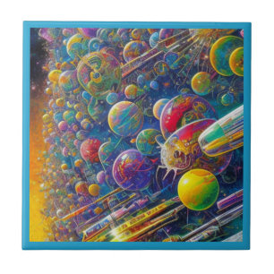 Space Race small ceramic tile