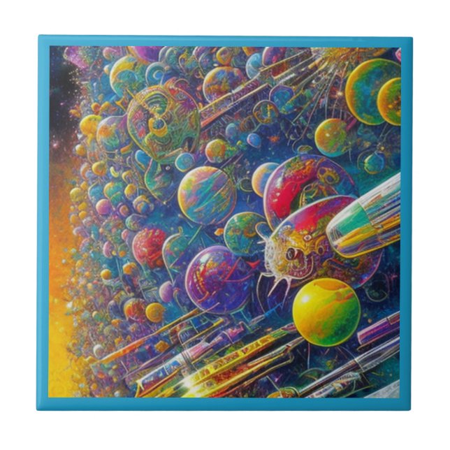 Space Race small ceramic tile (Front)