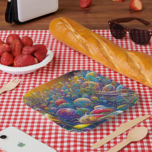 Space Race square paper plates (Picnic)