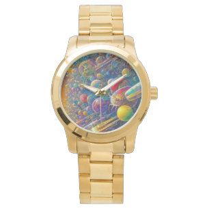 Space Race surdimensionnée montre-bracelet en or