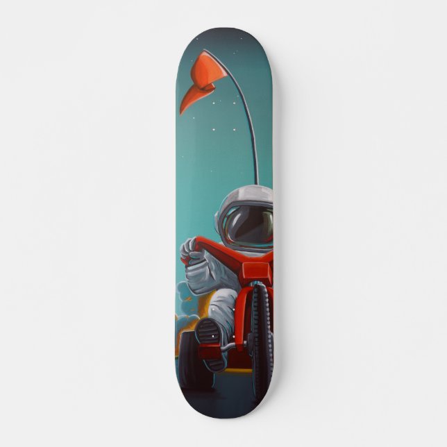 Space Racer - astronaut on a big wheel Skateboard (Front)