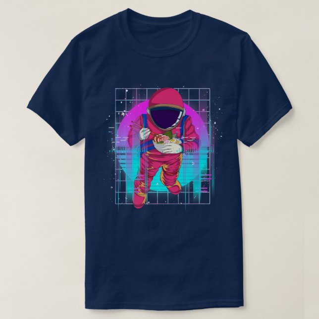 Space Ramen Noodles Synthwave Vaporwave 90s Art As T-Shirt (Design Front)