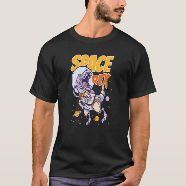 Space Rex Wearing Space Helmet With Planets T-Shirt (Front)