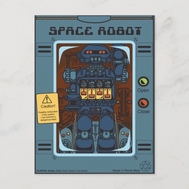 Space Robot Box Toy Postcard (Front)
