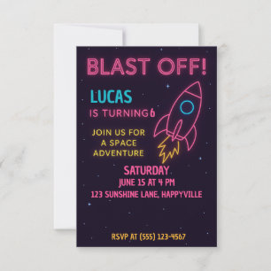 Space Rocket Anniversaire Invitation pour enfants