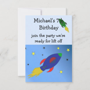 Space Rocket Birthday Invitation