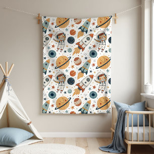 Space Rocket Blanket Planets & Stars for Baby Boy