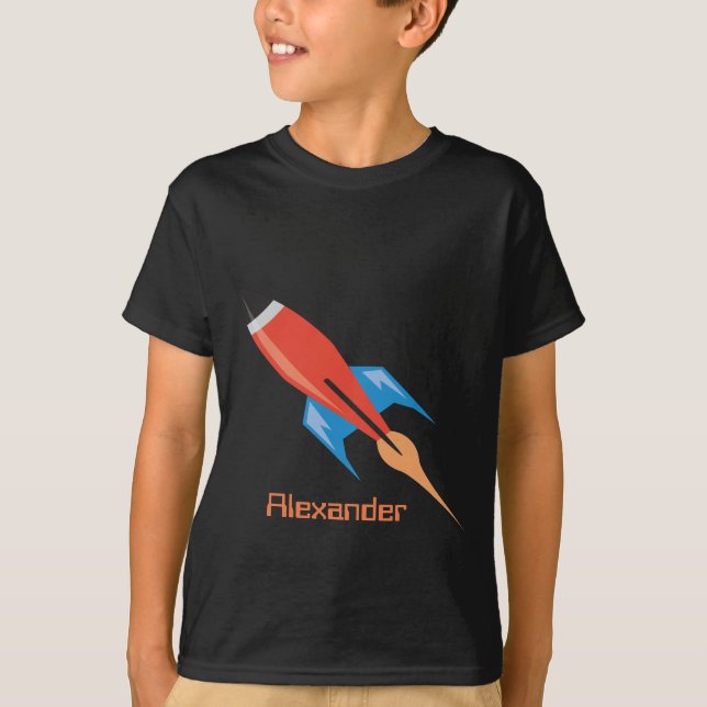 Space Rocket Boys Personal Custom Name T-Shirt (Front)