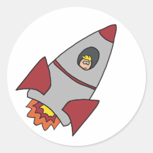 Space Rocket Classic Round Sticker