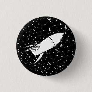 Space Rocket in field of stars retro vintage 1 Inch Round Button