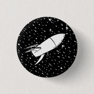 Space Rocket in field of stars retro vintage  1 Inch Round Button