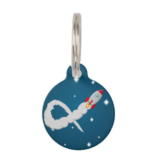 Space Rocket Launch in Space Pet Tag