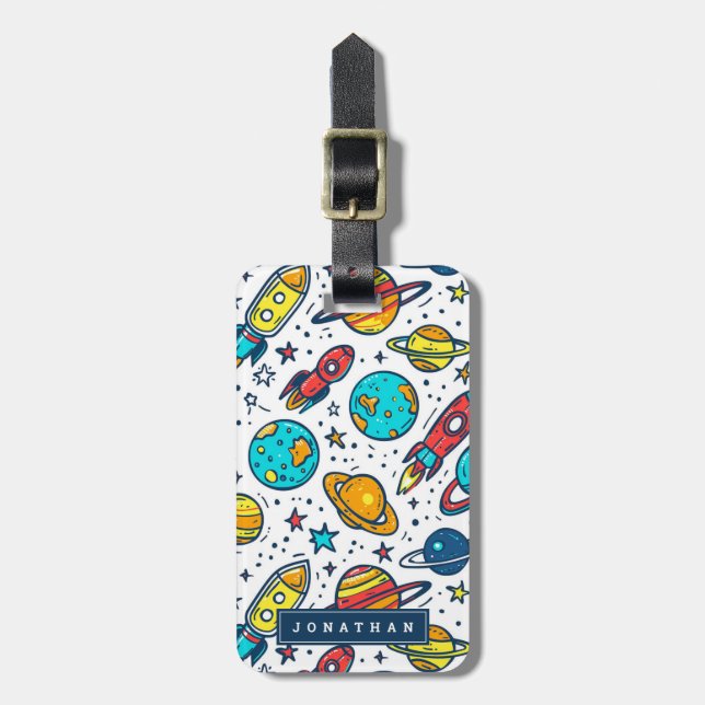 Space Rocket Luggage Tags (Front Vertical)
