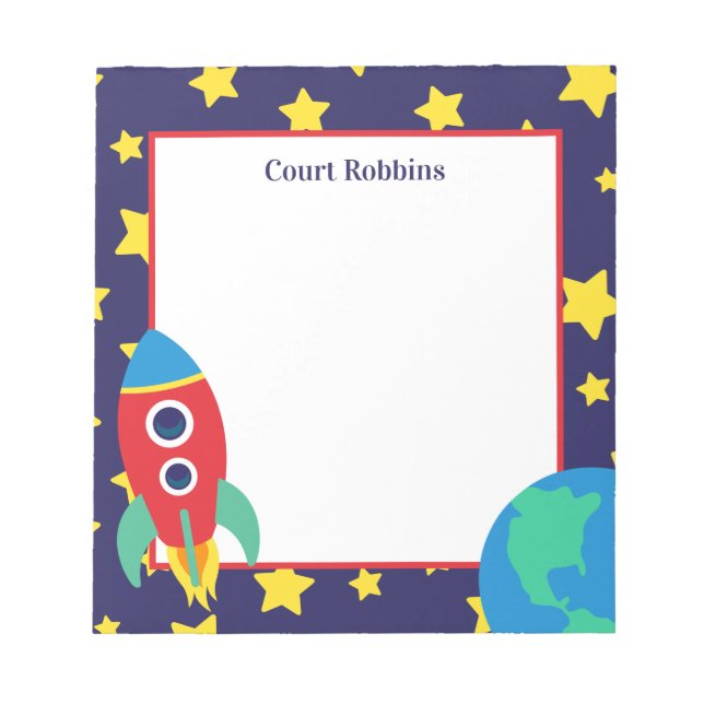 Space Rocket Personalized Notepad (Front)