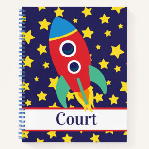 Space Rocket Personalized Spiral Notebook
