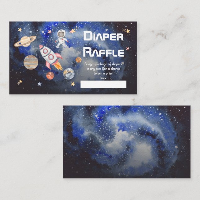 Space Rocket Planets Boy Baby Shower Diaper Raffle Enclosure Card (Front/Back)