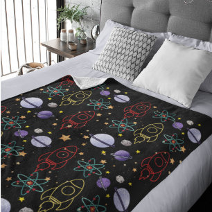 Space Rocket Planets Sherpa Blanket