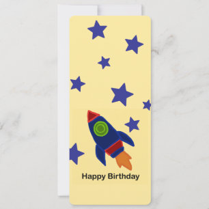 🚀 Space Rocket Ship Happy Birthday Invitation