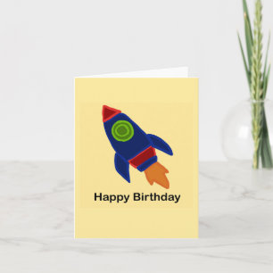 🚀 Space Rocket Ship Happy Birthday Invitation
