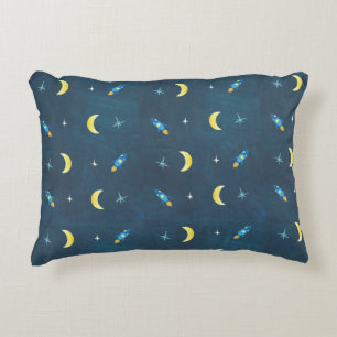 Space Rocket Ship Pattern  Accent Pillow