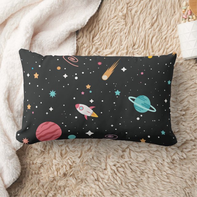 Space Rocket Ships and Planets   Lumbar Pillow (Blanket)