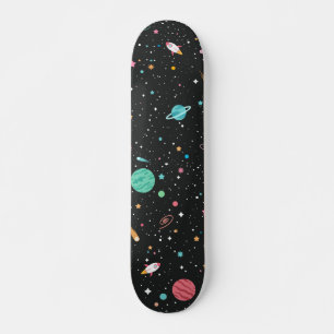 Space Rocket Ships and Planets Skateboard