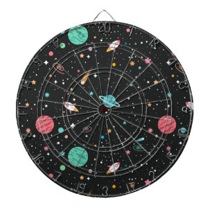 Space Rocket Ships and Stars Dartboard