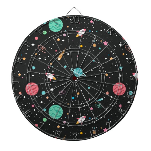 Space Rocket Ships and Stars  Dartboard (Front)