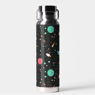 Space Rocket Ships and Stars Water Bottle